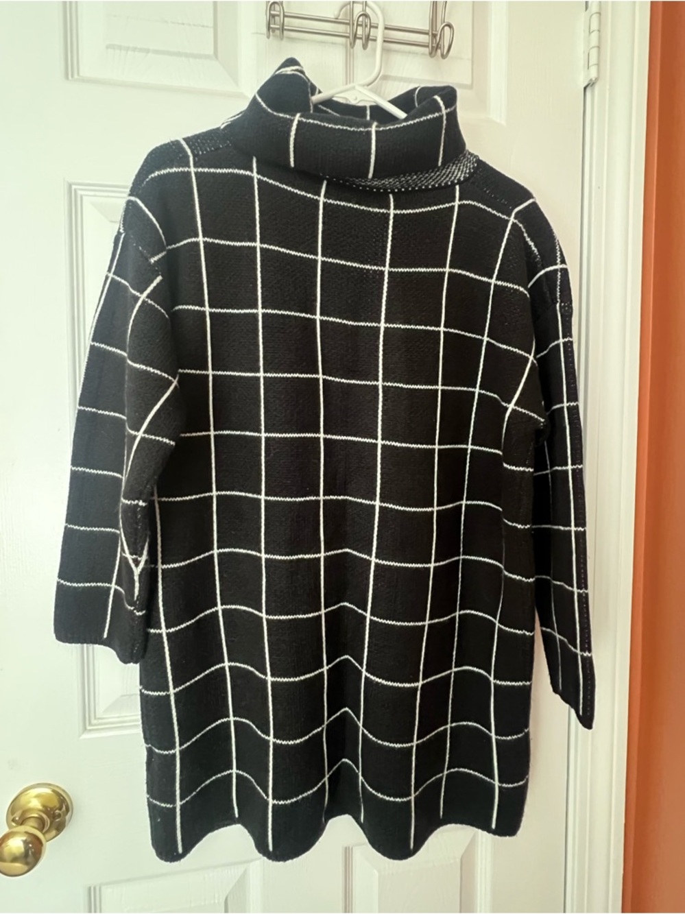 SHEIN Black Cowlneck Windowpane Sweater